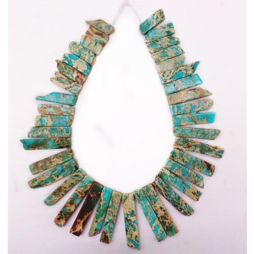 1 Strand Aboout 56x10x6mm-41x10x6mm-26x10x6mm Wholesale Natural Blue Sea Sediment Jasper Oblong Loose Beads 15.5inch S98