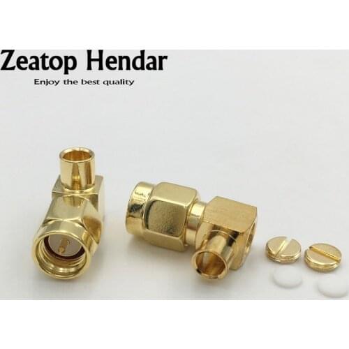 100Pcs Brass SMA / RP-SMA Male Jack 90 Degree Right Angle RF Coaxial Conector Plug for RG402 Semi-Flexible Cable Connector