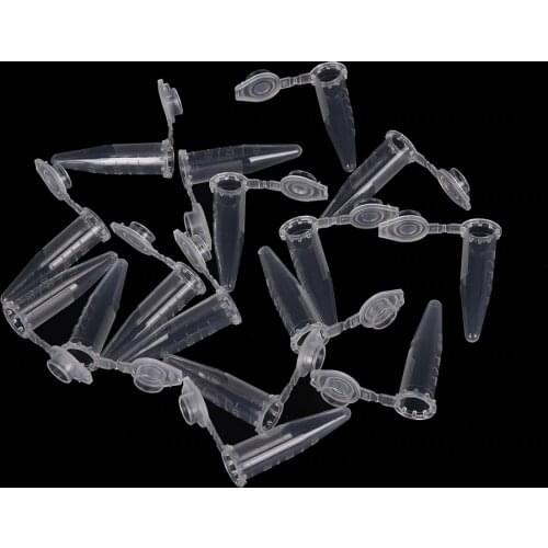 100 PCS Clear Micro Plastic Test Tube Centrifuge Vial Snap Cap Container for Laboratory Sample Specimen School Stationery 0.5 ML