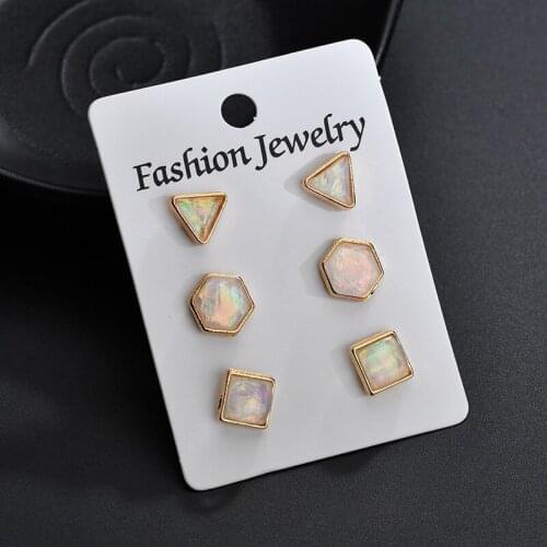 3 PCS/SET Design Round Triangle Earrings Girl Crystal Statement Earring Elegant Asymmetric Geometric Jewelry Earrings ER200112