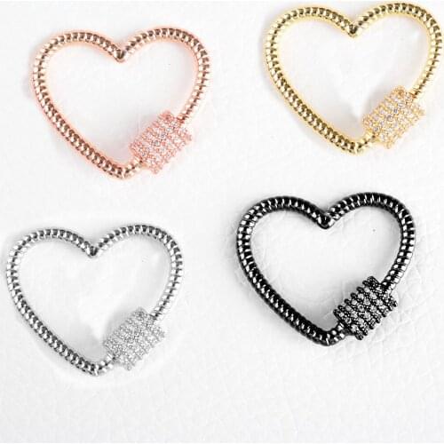 3PCS, Silver/Gold/Rose Gold/ Heart Screw Clasp, Interlocking Carabiner Clasp