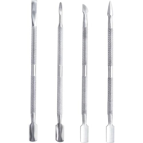 4pcs/Lot Stainless Steel Cuticle Pusher Manicure Sticks Double Sided Cuticle Remover Nail Gel Polish Removal Tool Dead Skin Push