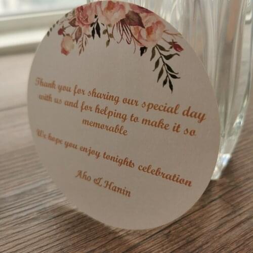 50pcs/lot Personalized menu circle shape menu whole set available