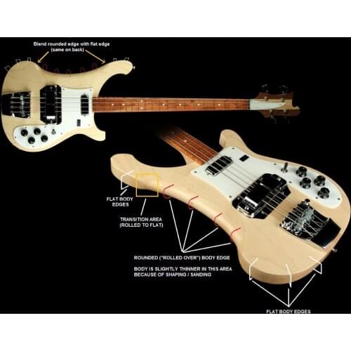 Shelly new store custom rick rounded maple body neck through 4 strings bass RK 4003 left reverse headstock electric bass guitar