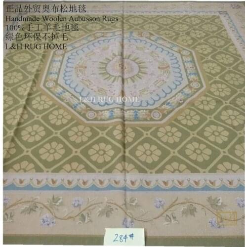 Free shipping 10'x10' Aubusson rugs Beige medallian woolen aubusson rugs square carpets