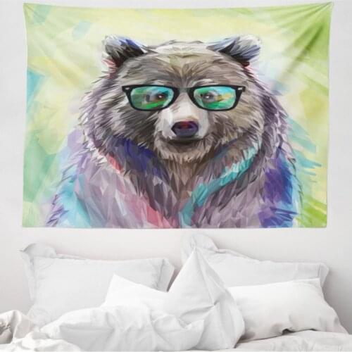 Animal Pattern Mikrofiber Large Wall Tapestry Spectacled Bear Patterned Fabric Print Decorative Wall hanging 230cm x 140cm