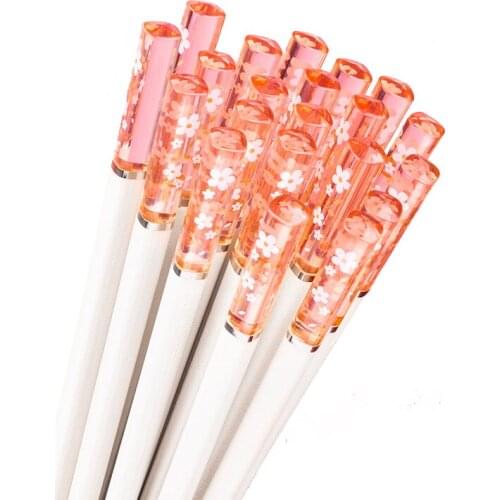 5 Pair Amber Chopsticks Alloy Reusable Chopsticks Non-Slip Sushi Food Chinese Gift Tableware Chinese Chopsticks Set Kitchen