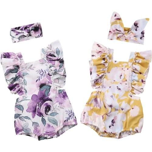 Flower Baby Girls Ruffles Romper Newborn Infant Girl Jumpsuit Summer Sleeveless Baby Clothes Girls Costumes