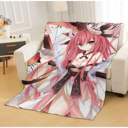 Anime Date A Live 3D Printed Girl Flannel Blanket Adult Fashion Quilts Home Office Washable Duvet Casual Kids Girls Cute Blanket