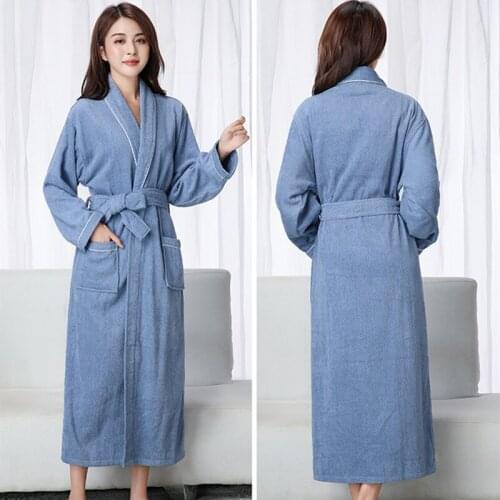 FZSLCYIYI 100% Cotton Toweling Terry Extra Long Extra Thick Robe Bath Robe Women Nightrobe Sleepwear Casual Home Bathrobe