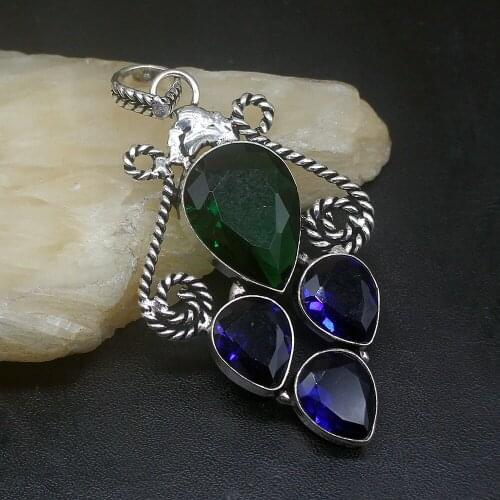 Gemstonefactory Jewelry Big Promotion 925 Silver Vintage Multi Shiny Topaz Hot Sale Women Ladies Gifts Necklace Pendant 0995