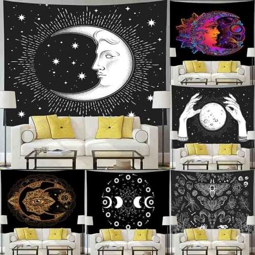Hawkalice Moon Tapestry Sun and Moon Tapestry Large 90x70 Inch Celestial colorful Witch Hippie Blanket Hanging For Bedroom Decor
