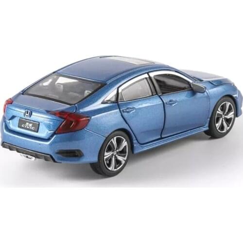 Simulation 1: 32 Honda Civic open door alloy childrens toy car model ornament birthday Christmas New Year gift blue car