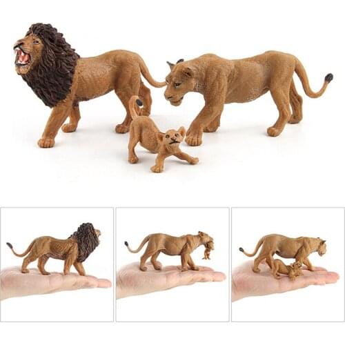 Simulation Wild Animal Lion Model Doll PVC Animal Paradise Lioness Cub Movable Doll Decoration Childrens Educational Toy Gift