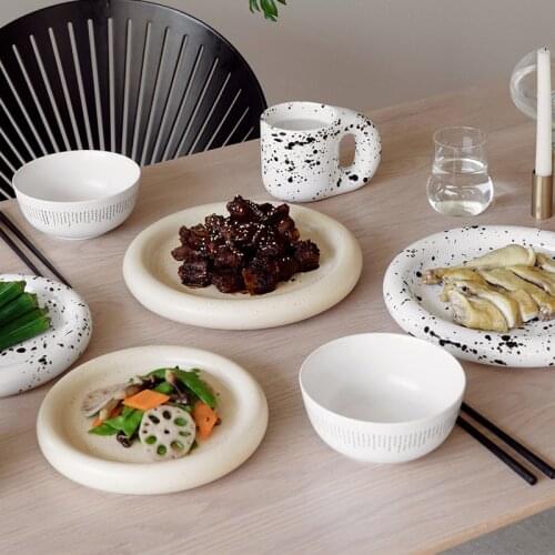 Nordic Tray Ceramic Coaster Desk Dessert Cake Fruit Plate Room Creative Decorations