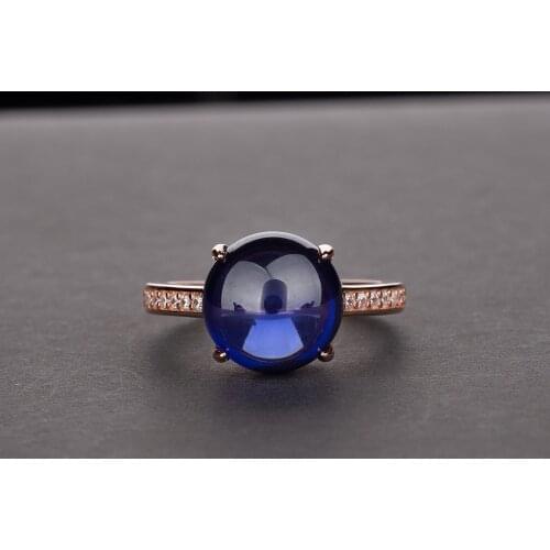 18K Rose Gold Sapphire Ring 100% Original 925 sterling silver Engagement Wedding band Rings for Women Party Gemstone Jewelry