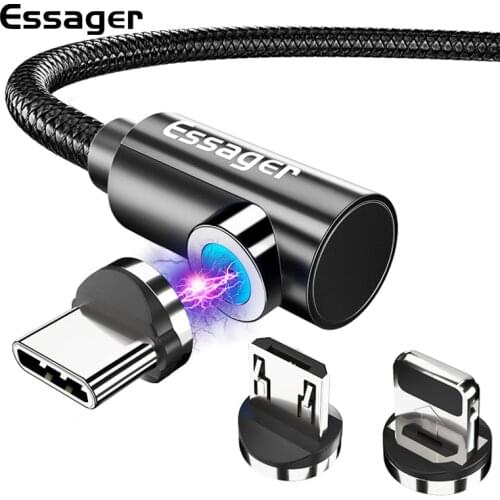 Essager Magnetic USB Cable Fast Charging Type C Cable Magnet Charger Micro USB Cable Android Mobile Phone USB Cord New Rotation