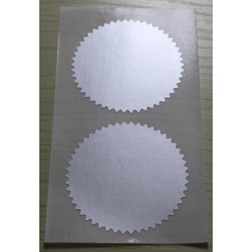 5cm Metallic silver serrated edge sticker, starburst round sticker seals