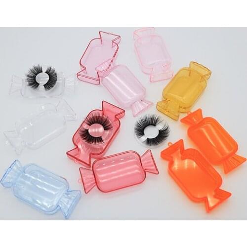 Cute Candy False Eyelashes Packaging Box Container Custom Logo Mink Lashes Boxes Empty Lash Case Packing Box for Eyelash