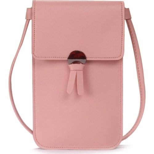 Mini Crossbody Cell Phone Pouch Purse PU Leather Shoulder Bag with Touch Screen Window