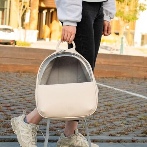 Pu Leather Fashion Cat Bag Simple Breathable Portable Pet Backpack Outdoor Travel Transparent Space Bags New
