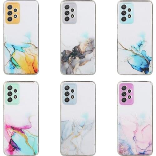 Marble Phone Case For Samsung A12 A52 A32 A22 A72 A82 5G Case For Samsung S21 Ultra S21 FE S21 Plus Transparent Watercolor Cover
