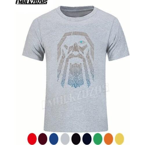 Men T Shirt Vikings Odin Men 100% Cotton Tees Short Sleeve Tops Father Gift O Neck Retro Adult T-Shirt O Neck Plus Size XS-3XL