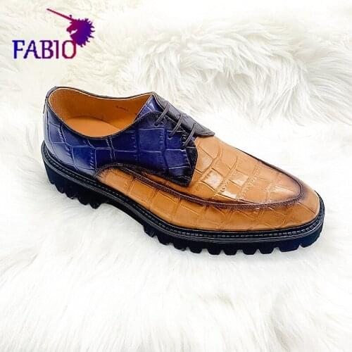 French cowhide crocodile leather shoes imported foamed outsole leather shoes Bruti style mens shoes