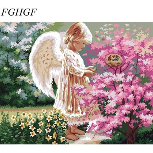 FGHGF Frameless Angel Girls DIY Painting By Numbers Acrylic Home Decor Wall Art Canvas Painting Figure Minion