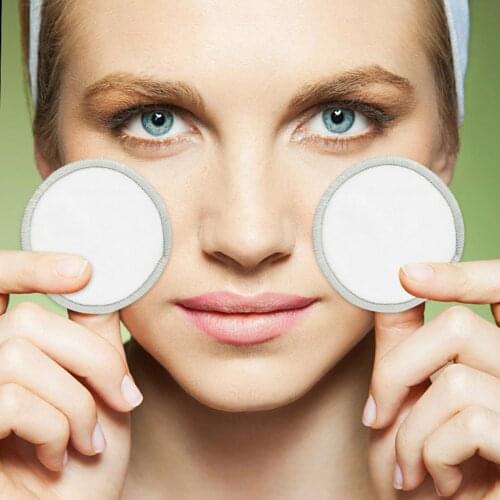 Set of 16 Reusable Makeup Remover Pads Facial Cleaning Bamboo Cotton Rounds