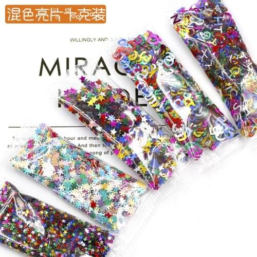 10g diy filling material mixed color five-pointed star alphanumeric snowflake sequin jewelry Making