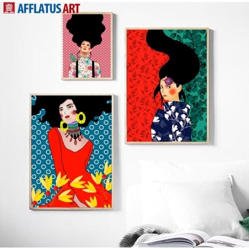 Wall Art Canvas Painting Abstract Girl Hair Flower Nordic Posters And Prints Vintage Wall Pictures For Living Room Home Decor