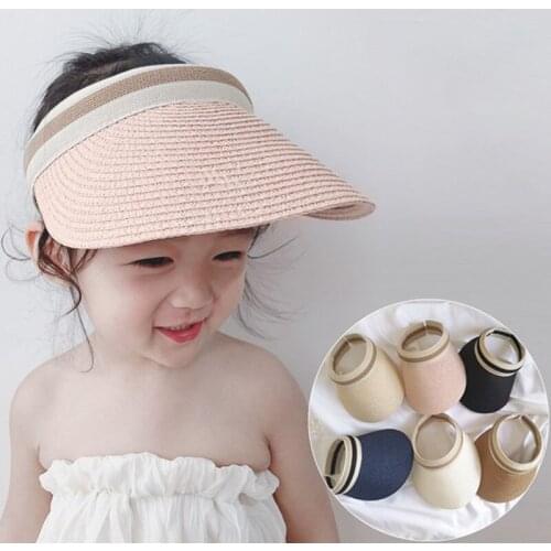 New Arrives Baby Summer Outdoor Cap Hat Kids Children Sun Sun Beach Caps Lovely Cap Weave Brim Baby Girl Sun Hat