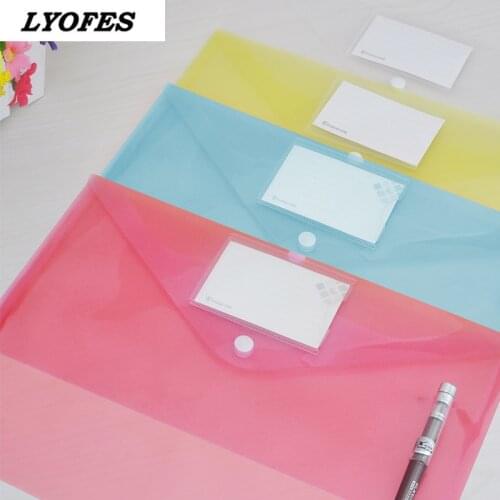12pcs High quality color Transparent Plastic Closure Folder Documents Bag A4 File Cover Business And School Filing Products
