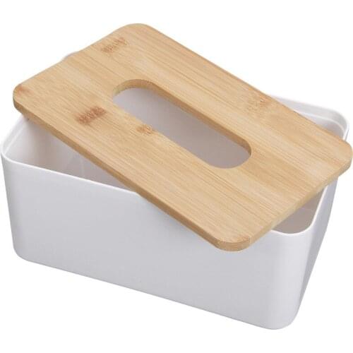 Plastic Tissue Box Waterproof Bamboo Wooden Cover Holder Kitchen Storage Office Home Car Organizer Wholesale Drop Shipping