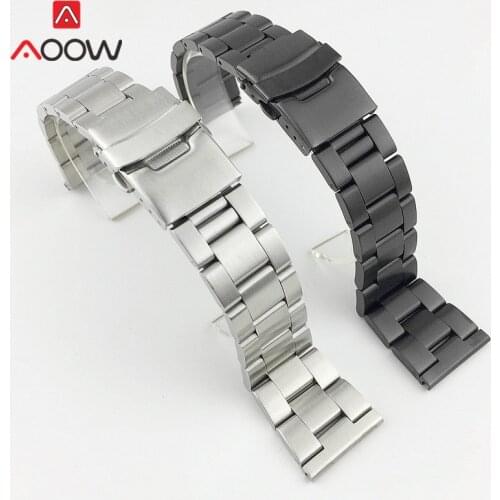 18mm 20mm 22mm 24mm 26mm Solid Stainless Steel Strap Folding Buckle Men Matte Metal Replacement Band Watch Accessories for Seiko