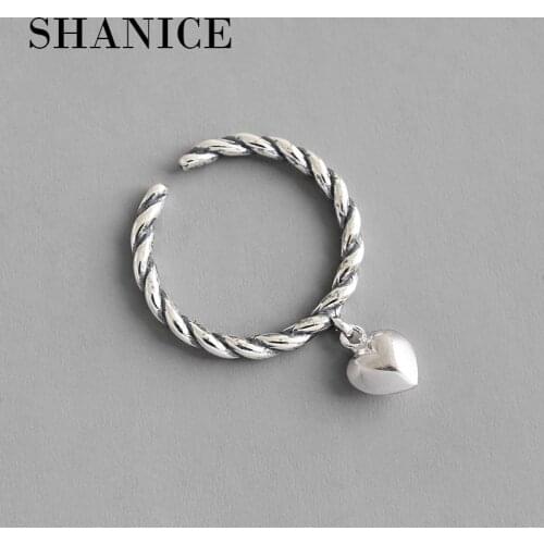 SHANICE 925 Sterling Silver Open Rings For Women Jewelry Normcore Naughty Old Drawing Love Twist Finger Ring Female Rings Gift