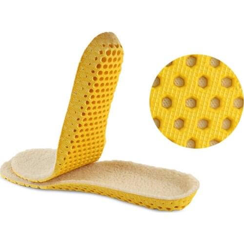 1Pair Wool Insoles Warm Shoe Insoles Honeycomb Sneaker Inserts for Women Men