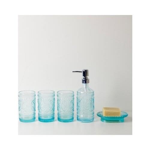 Glass Bathroom Accessory Set Restroom Kit Wash Cup Set Toothbrush Holder bathroom Ceramic Tray Soap Dispenser Soap Box Dish