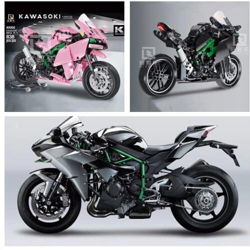 IN STOCK QIZHILE Motorcycle model 85001 85002 838Pcs Pink Black racing car Building Block Bricks Christmas gift birthday Toys