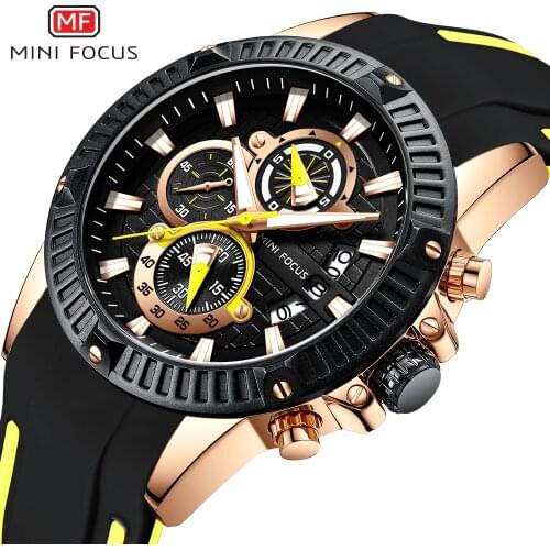 Waterproof Watches For Men Fashion Sport Watch Luxury Brand Designer Rubber Auto Date Display Calendar Multi Function MINI FOCUS