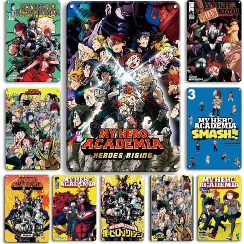 Japan Anime My Hero Academia Tin Poster Vintage Manga Metal Plaque Sign Personalized Room Decor Metal Plate Home Wall Stickers