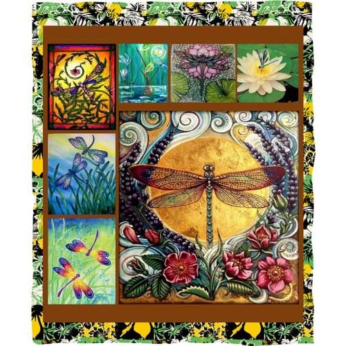 Dragonfly Psychedelic pattern funny Animal Blanket 3D full printed Wearable Blanket Adults/kids Fleece Blanket Drop Shippng 01