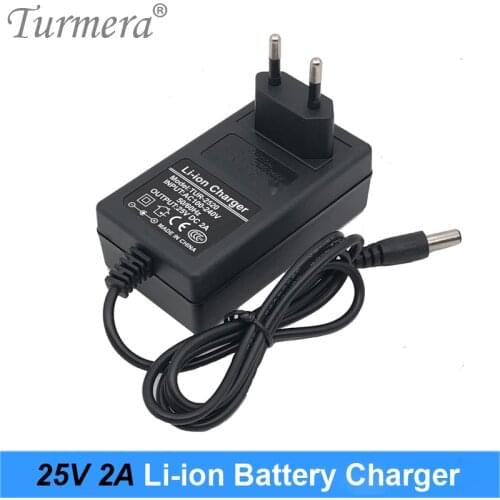 Turmera 25V 2A Charger for 25V Screwdriver Shurik Battery DC 5.5*2.1mm with Indicator for Vacuum Cleaner and 6S Battery Pack Use