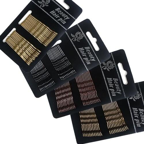 24pcs/lot Women Bobby Pins Fashion Snap Hairpins Wavy Gold Hair Grips Girls Hair Accessories Black Hair Clips Headwear Hair Pin