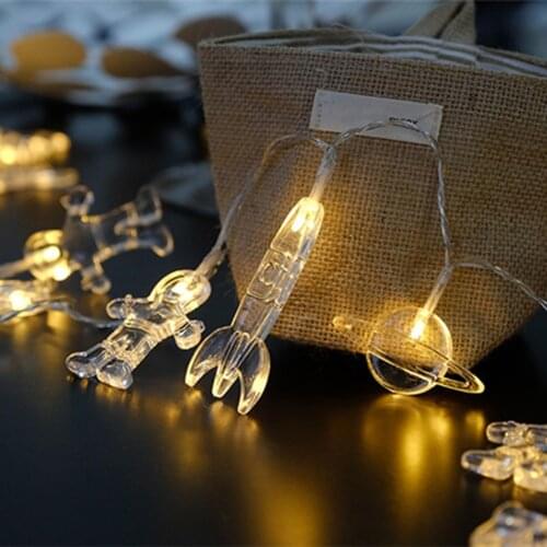 1.5 /3 M Outer Space Astronauts Spaceship Rocket Mars LED String Lights Baby Shower Christmas Birthday Party Wedding Decor