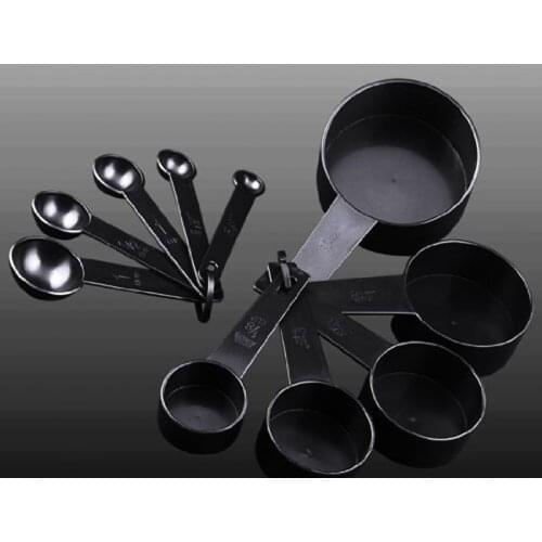 10pcs Plastic Measuring Spoons Set Kitchen Measuring Cups Baking Cooking Kitchen Black Measuring Cups
