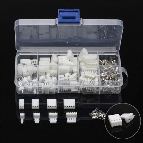 150PC JST-XH 2.54mm Wire White Housing Connectors Set 2/3/4/5 Pins Male/Female Assorted Jumper Pin Bare Terminals Kit