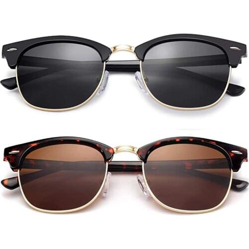2021 New Retro Polarized Sunglasses for Men and Women Semi-Rimless Frame Driving Square Sun glasses 100% UV Blocking