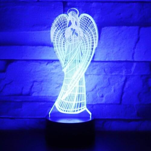 3D LED Night Light for Beautiful Angel with 7 Colors Light Home Decoration Lamp Amazing Visualization Optical Illusion Awesome